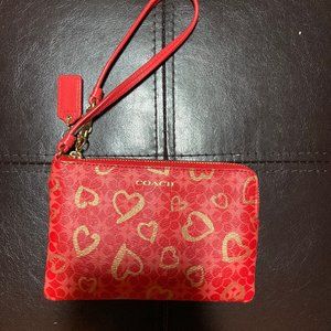 Coach Heart Pattern Wristlet
